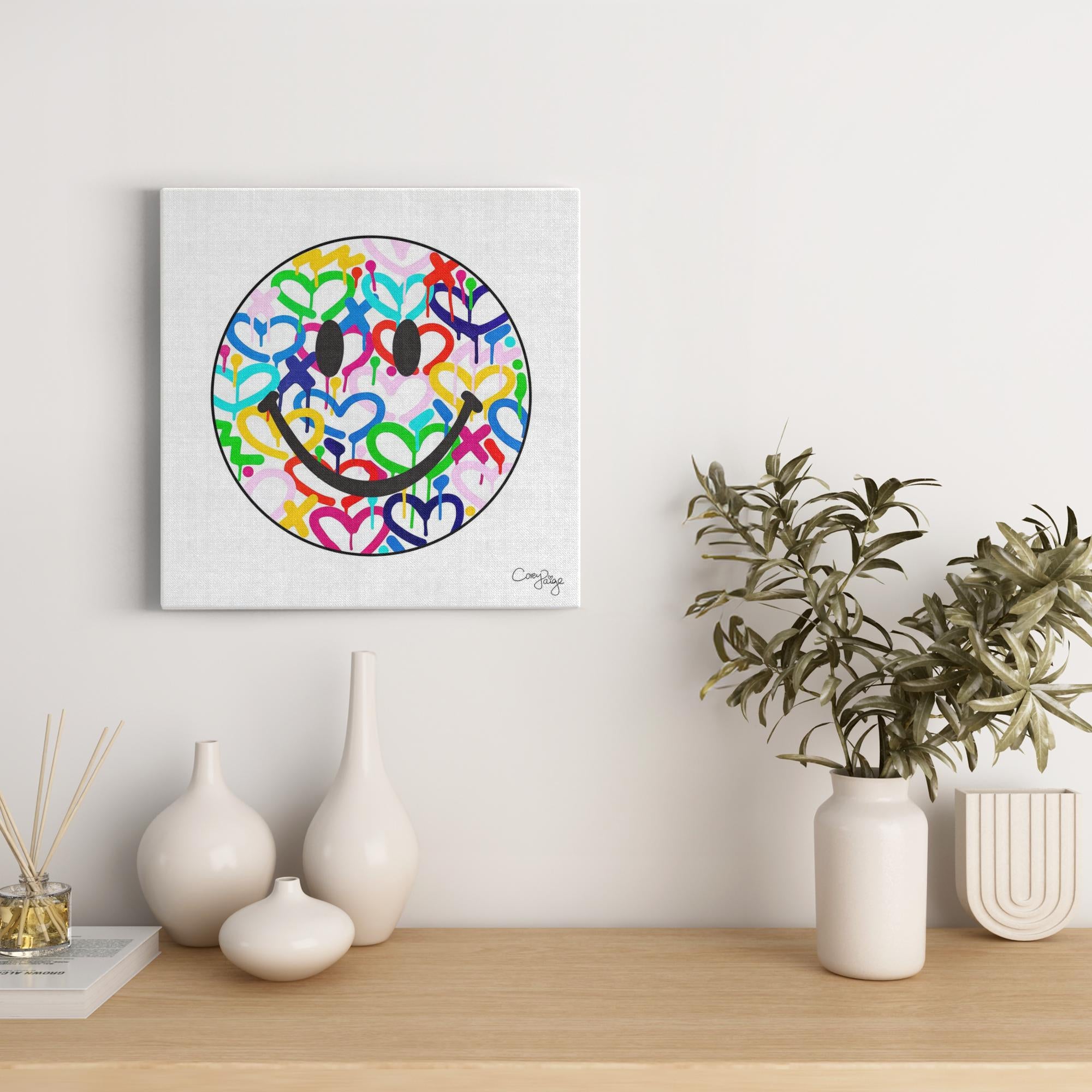 Rainbow Electric Love Happy Face Canvas Print