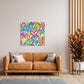 Layered Graffiti Neon Hearts Canvas Print