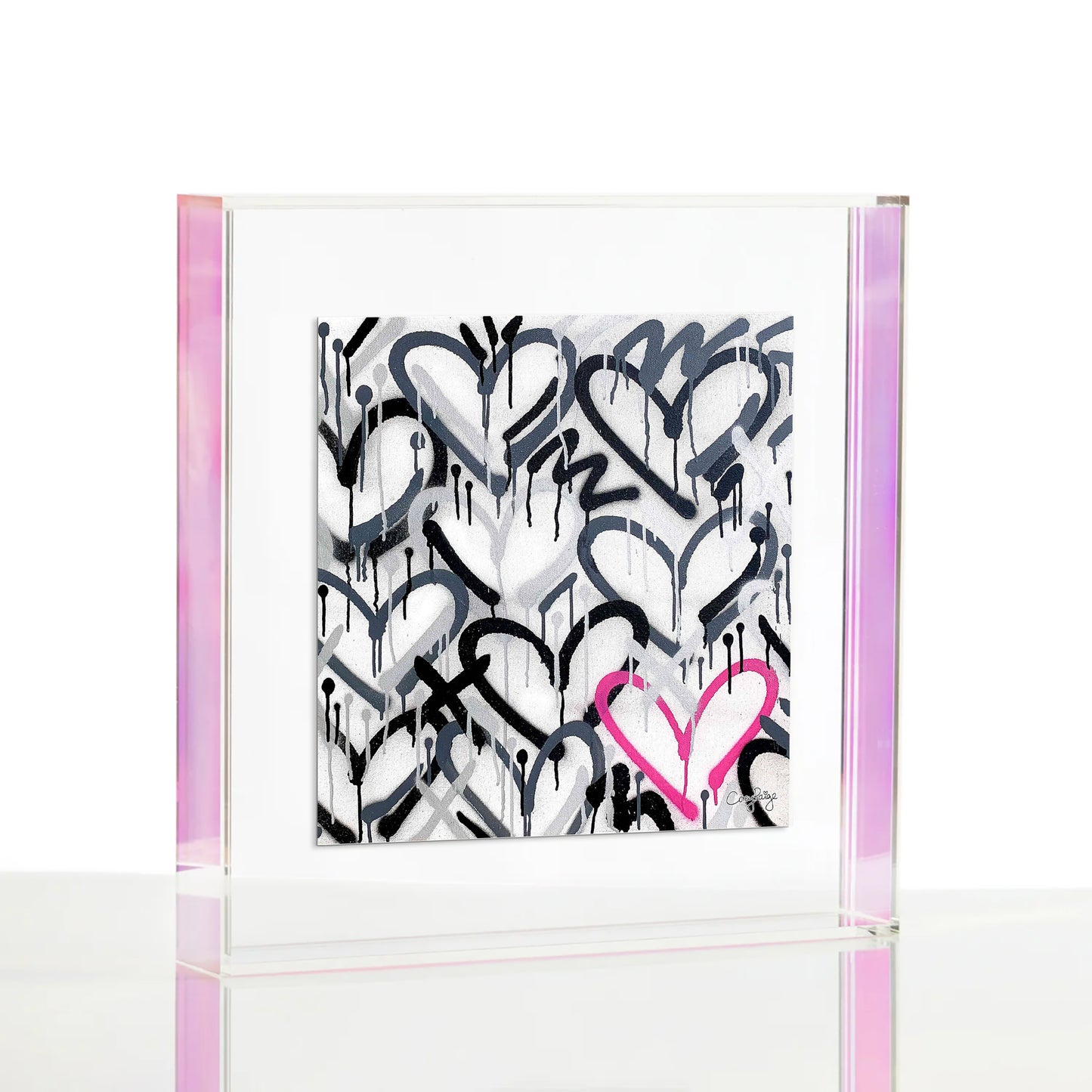 Gray and Black with Pink Accent Hearts Wexel Float Frame