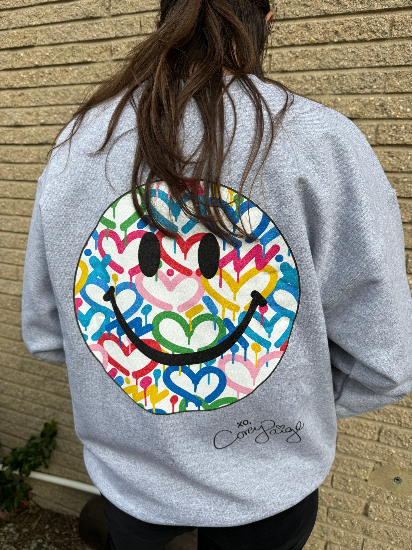 Rainbow Electric Love Happy Face Crewneck