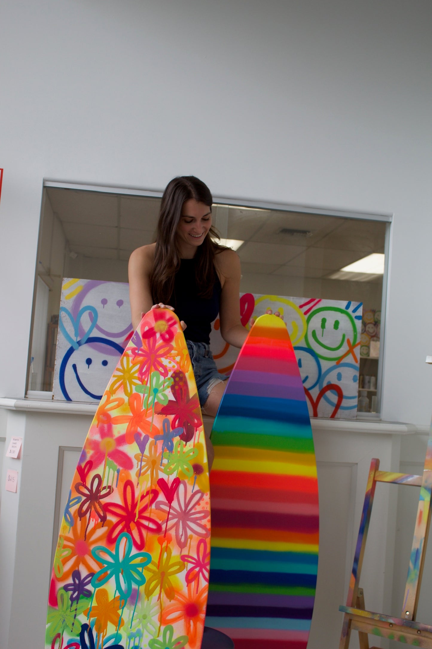 Striped Surfboard Painting