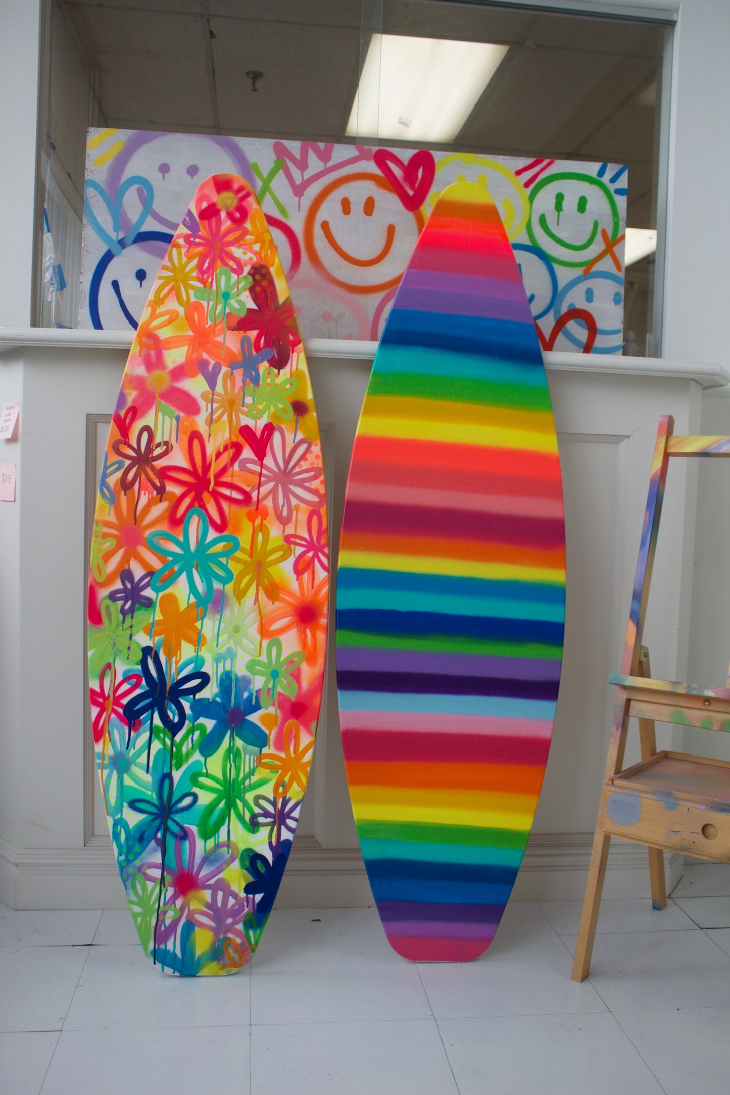 Striped Surfboard Painting