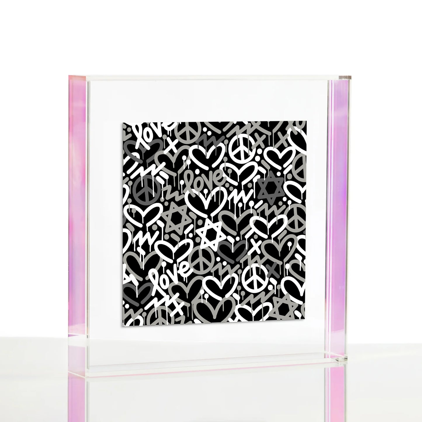 Jewish Love Greyscale Black Background Wexel Float Frame