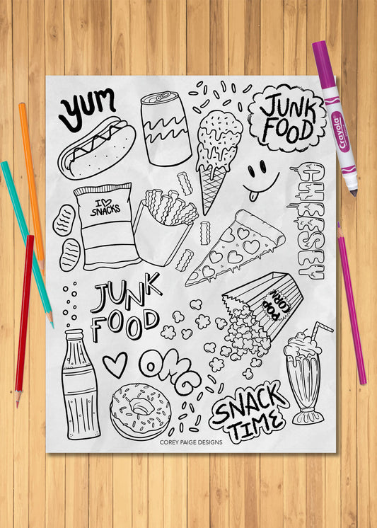 Junk Food Coloring Sheet