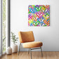 Layered Graffiti Neon Hearts Canvas Print