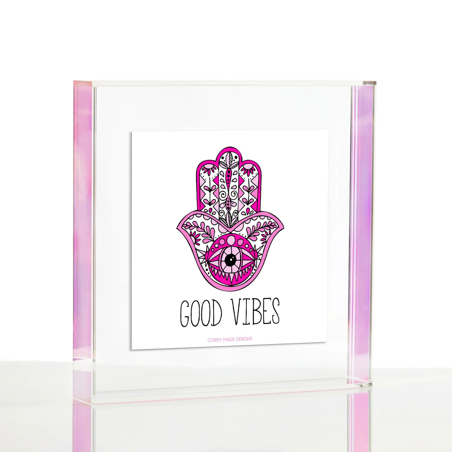 Pink Hamsa Good Vibes Wexel Float Frame