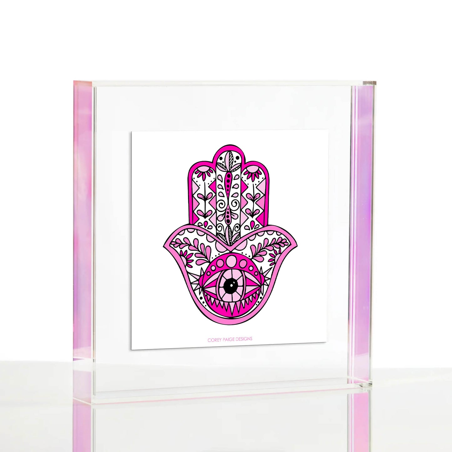 Pink Hamsa Print Wexel Float Frame