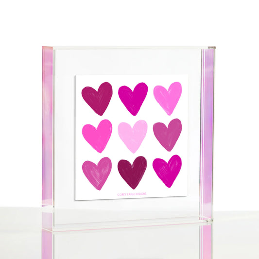 Pink Painted Hearts Wexel Float Frame