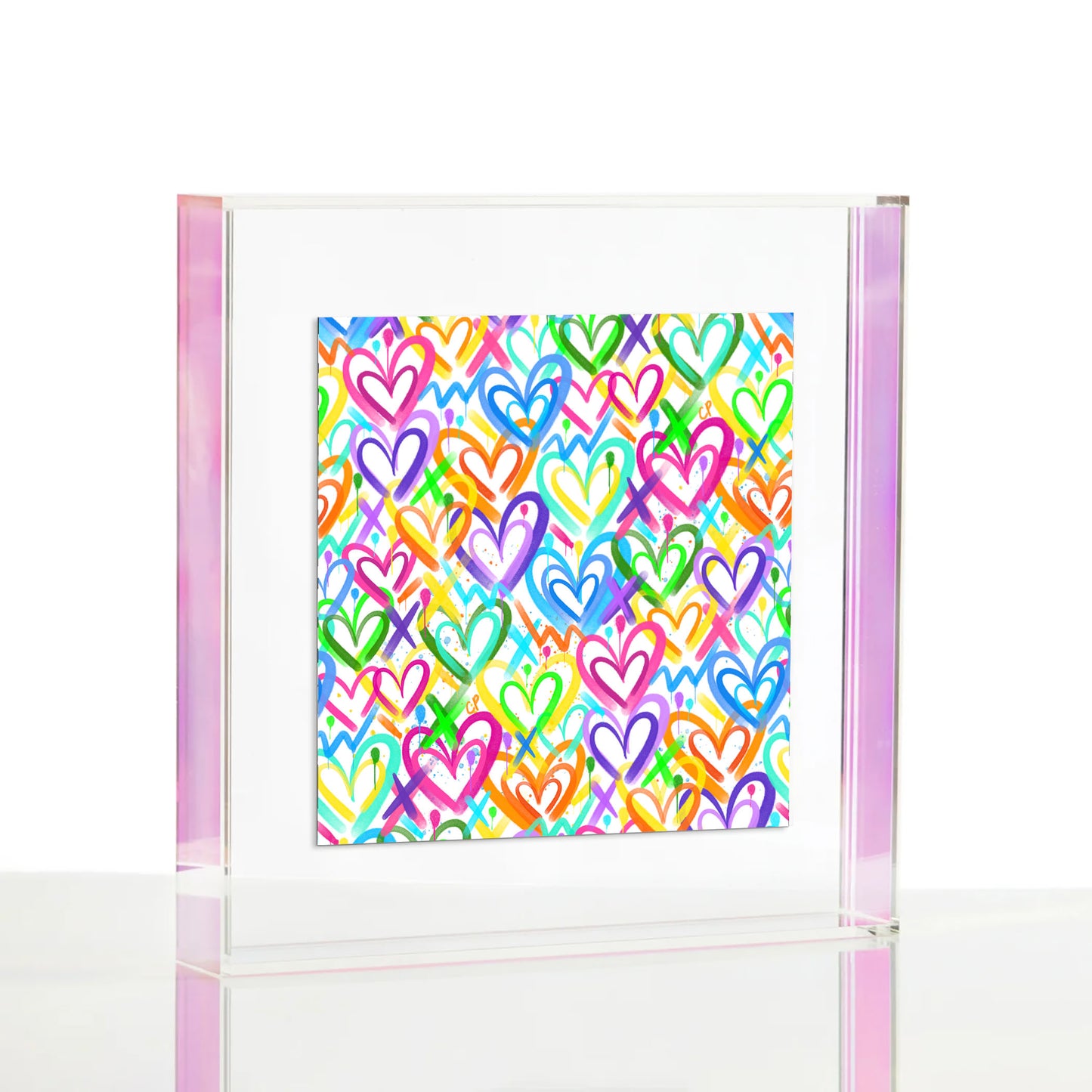 Rainbow Double Hearts Wexel Float Frame