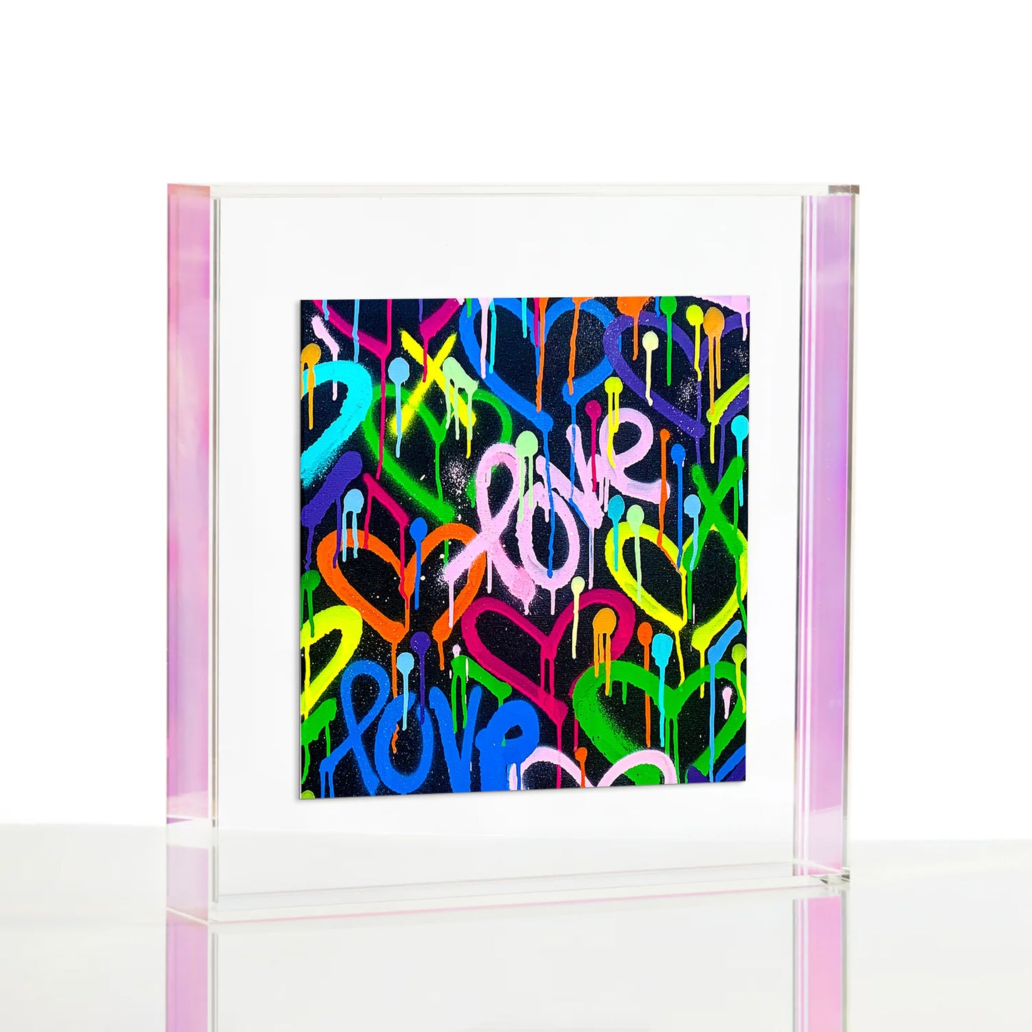 Rainbow Graffiti Love Black Background Wexel Float Frame