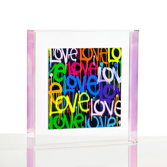 Rainbow Graffiti Love Black Background Wexel Float Frame