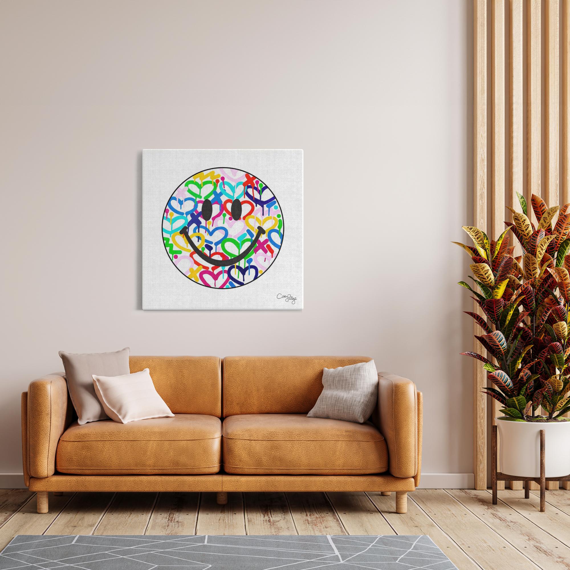 Rainbow Electric Love Happy Face Canvas Print
