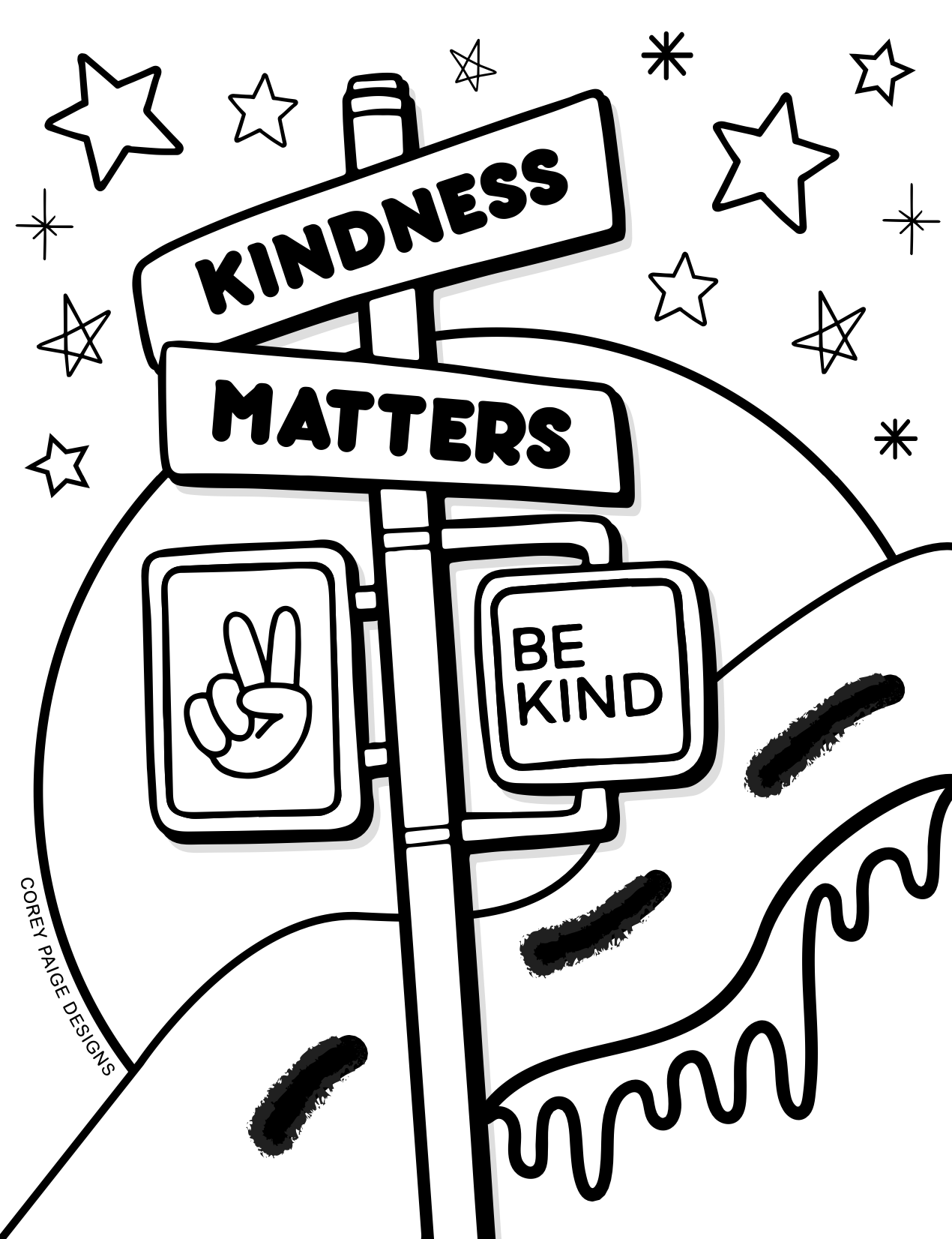 Kindness Matters Street Sign Coloring Sheet