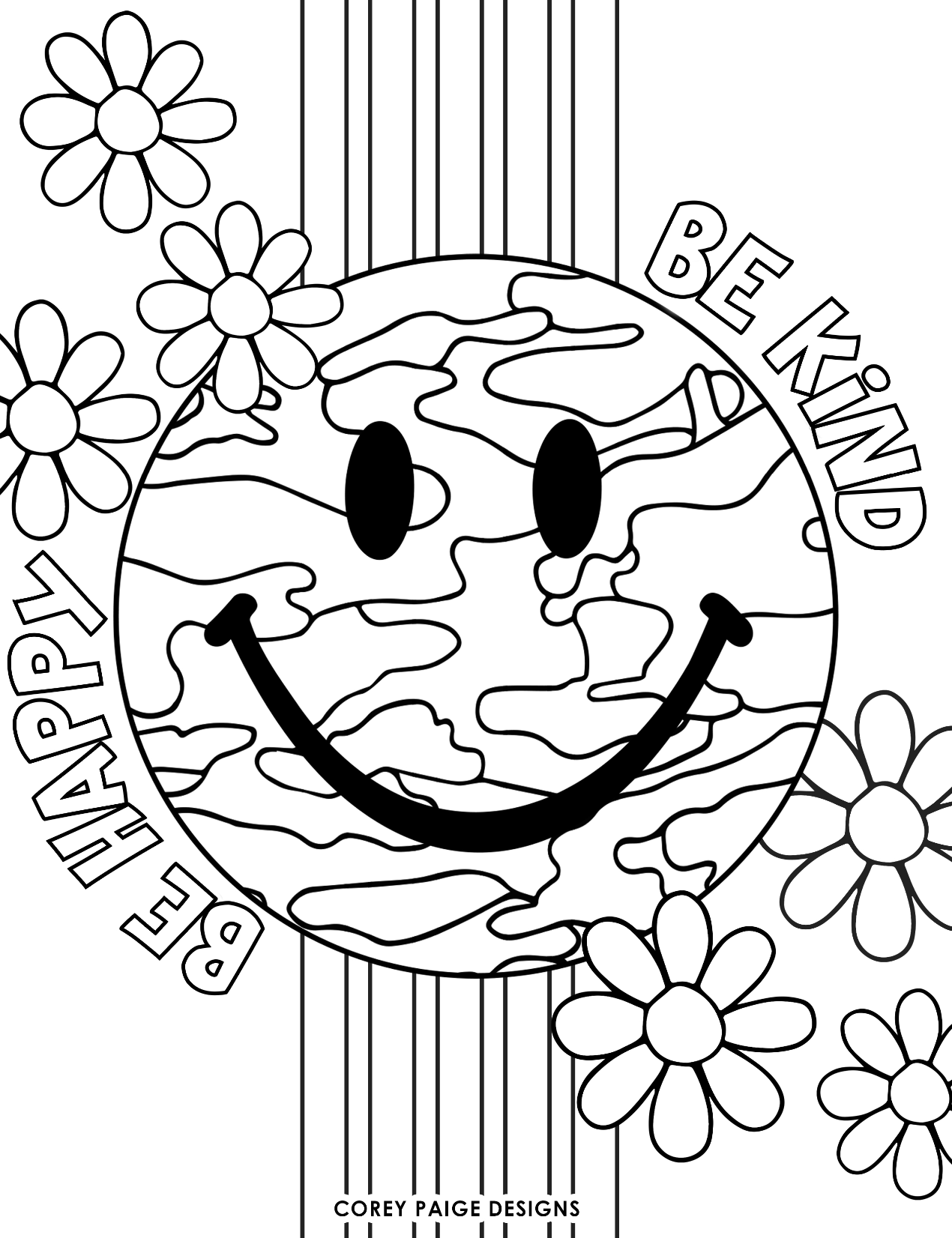 Be Happy Be Kind Coloring Sheet