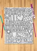 Load image into Gallery viewer, Shabbat Shalom Coloring Sheet
