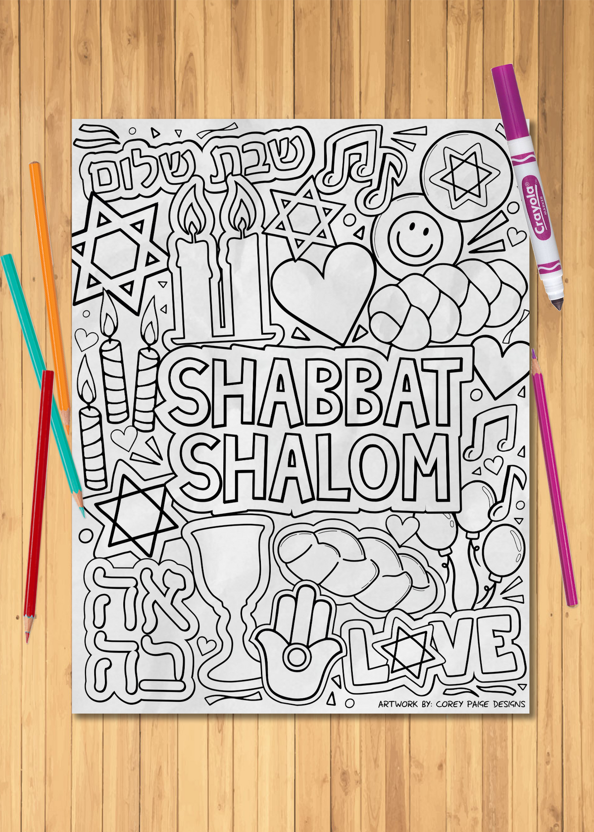 Shabbat Shalom Coloring Sheet