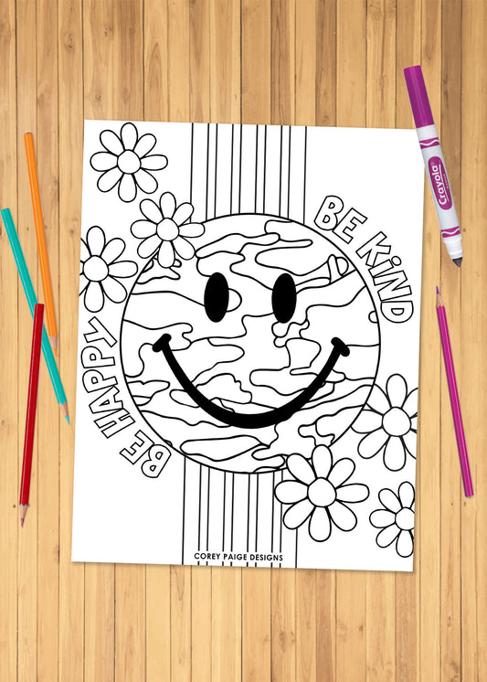 Be Happy Be Kind Coloring Sheet