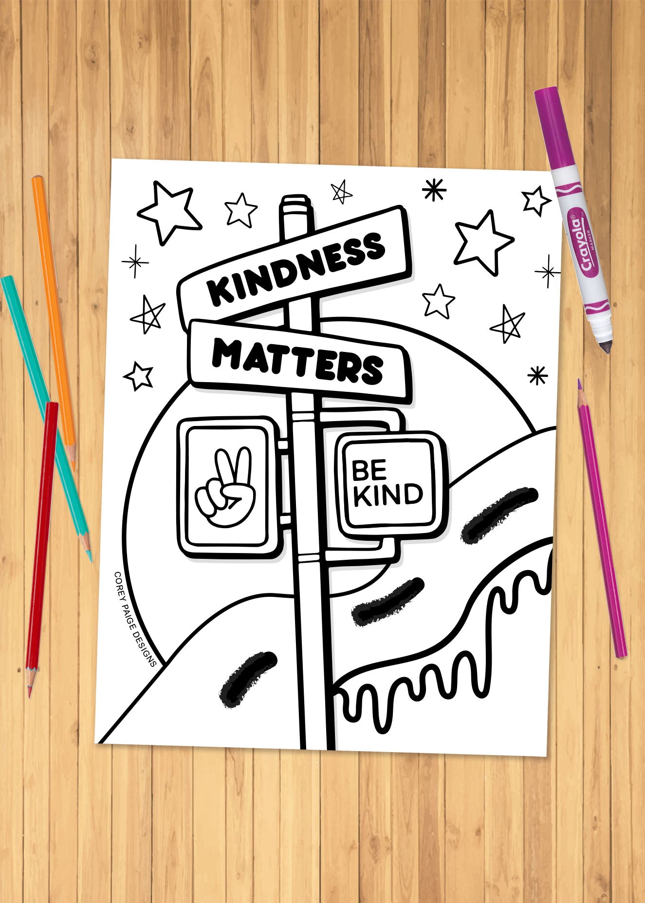 Kindness Matters Street Sign Coloring Sheet