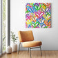 Layered Graffiti Neon Hearts Canvas Print