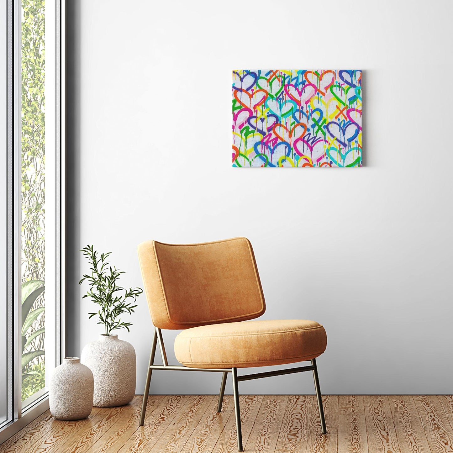 Rainbow Graffiti Hearts Canvas Print