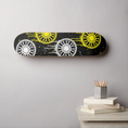 Load image into Gallery viewer, Black and Yellow Wheels Skateboard Deck
