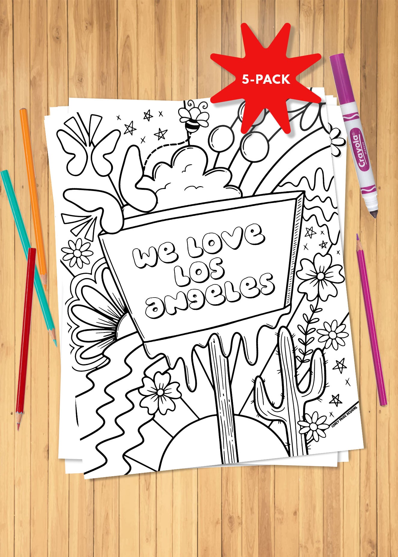 We Love LA Coloring Sheet Pack