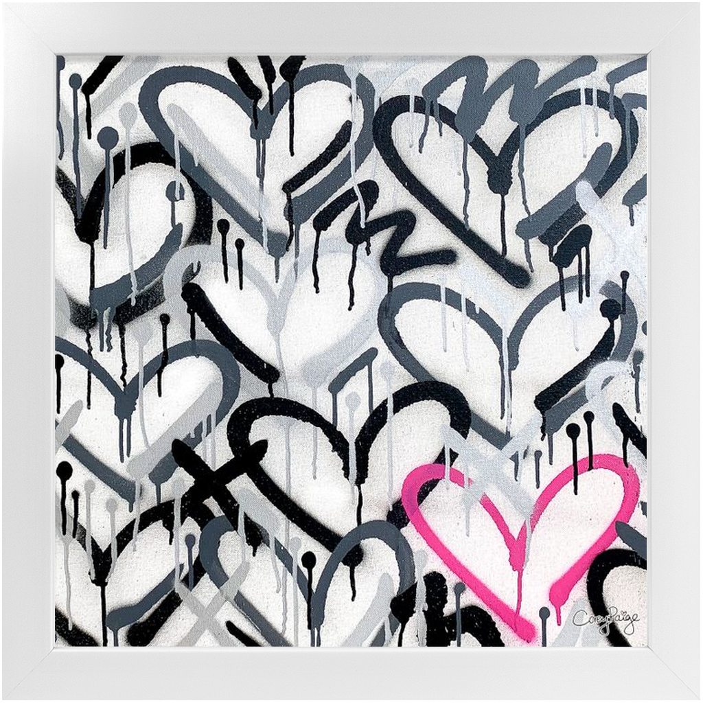 Gray Graffiti Accent Heart Framed Print