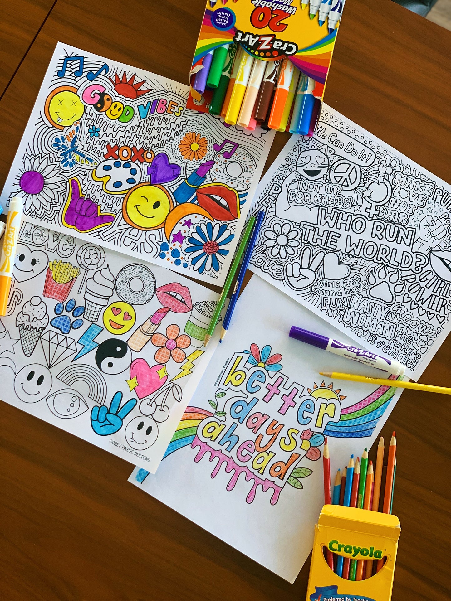 Hippie Collage Coloring Sheet
