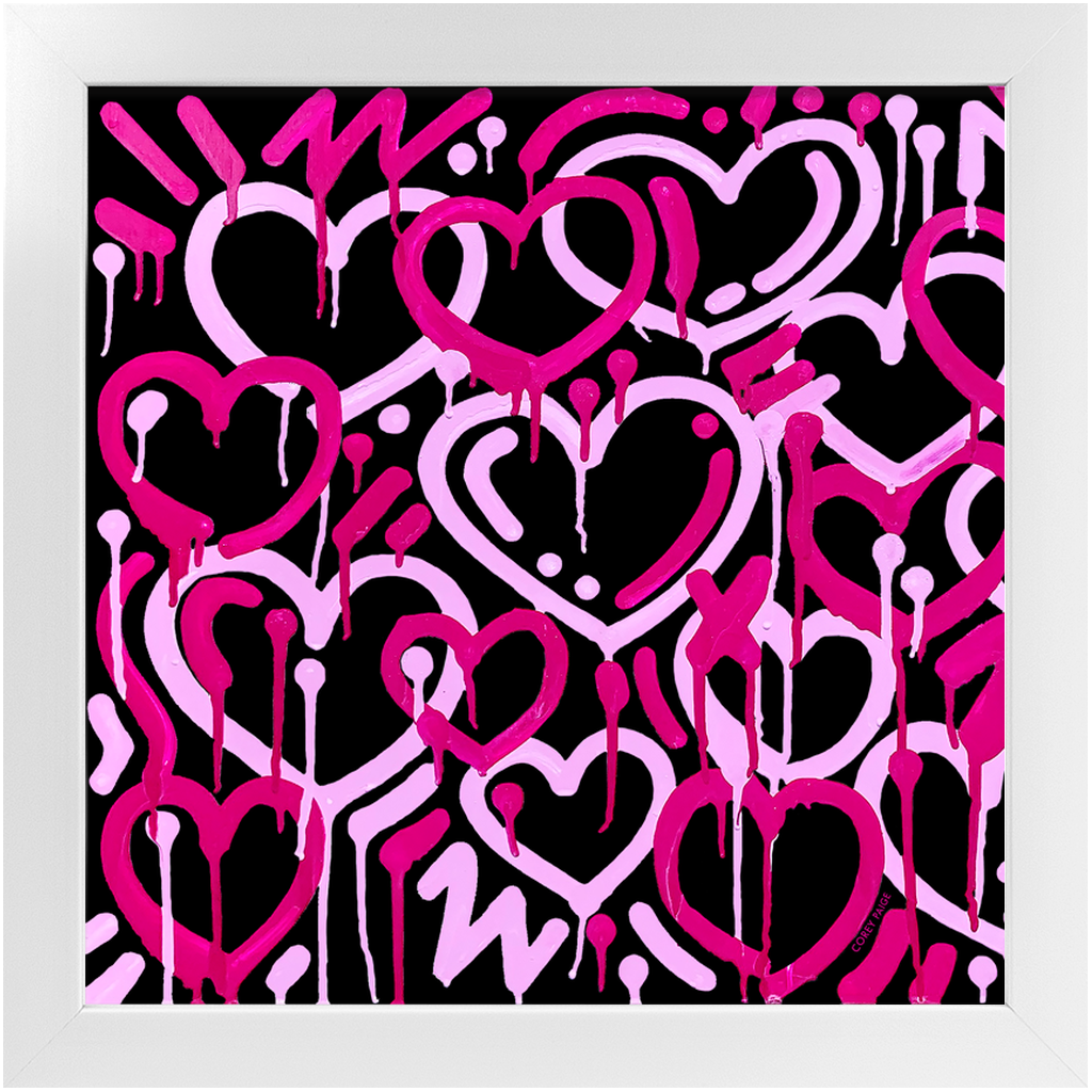 Pink & Black Electric Love Framed Print