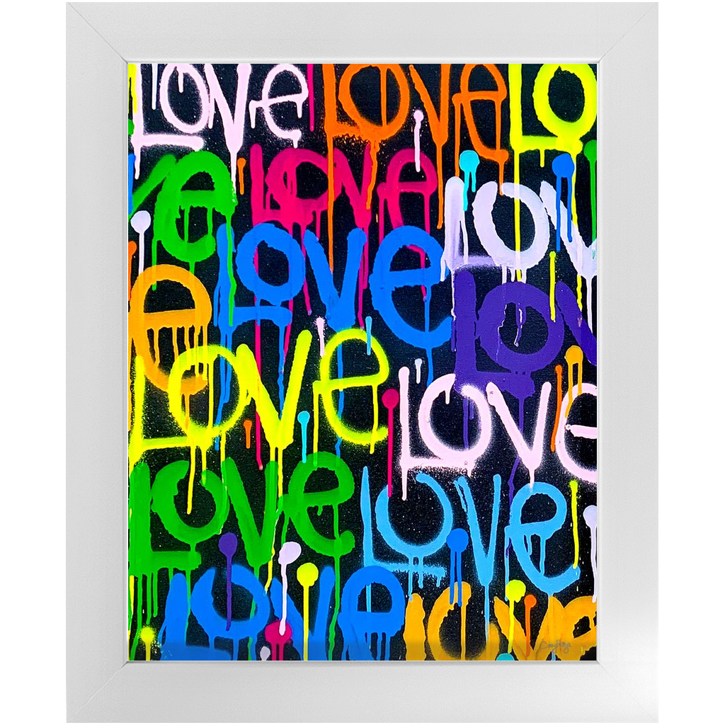 Rainbow & Black Graffiti Love Framed Print