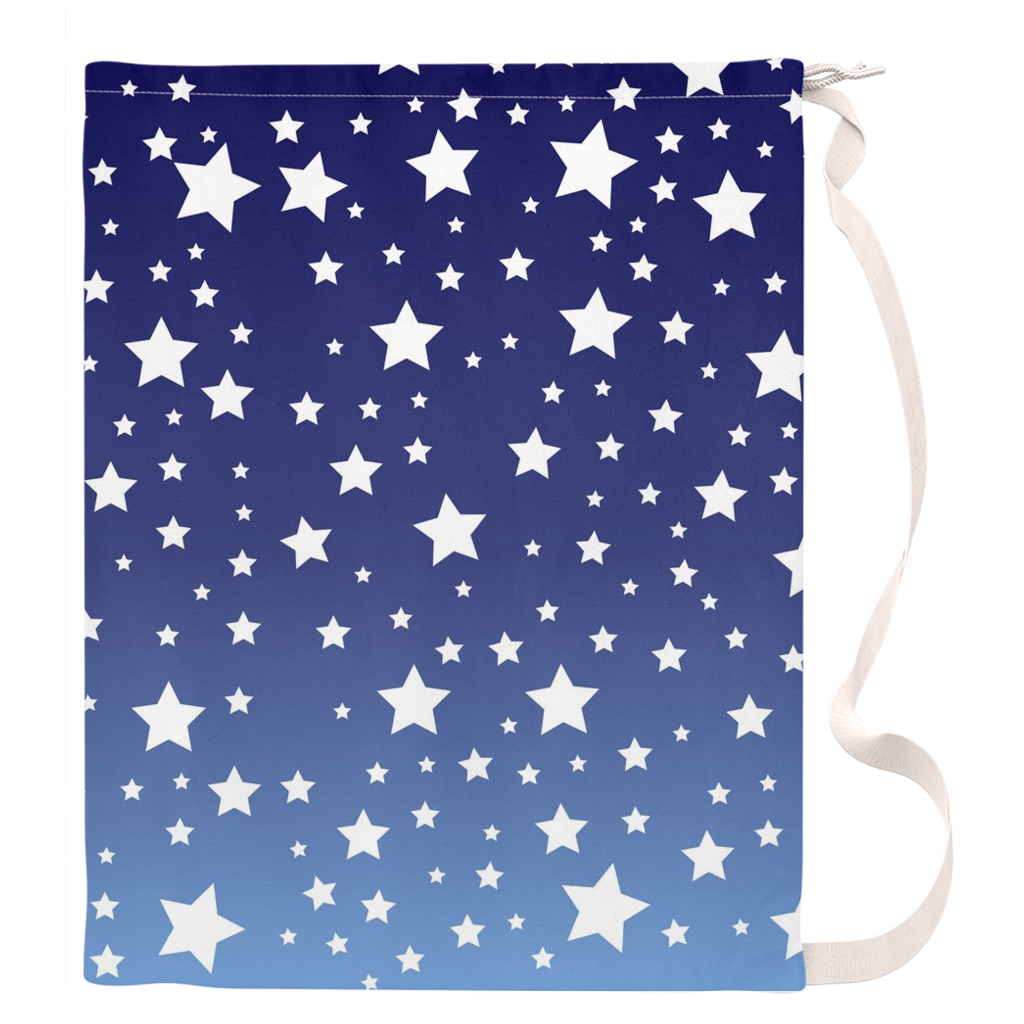 White Stars Blue Laundry Bag