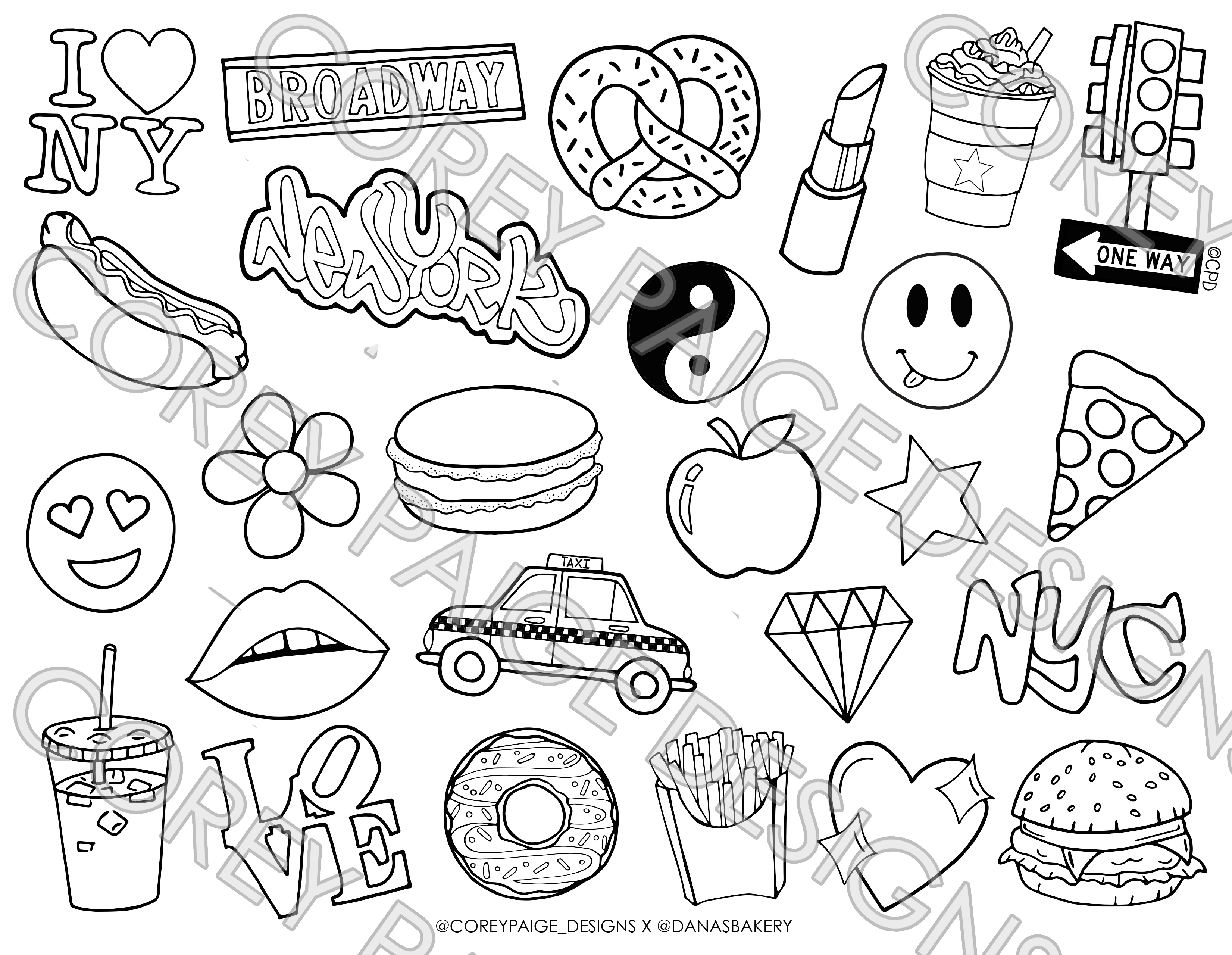 Corey Paige x Dana's Bakery Coloring Sheet Pack