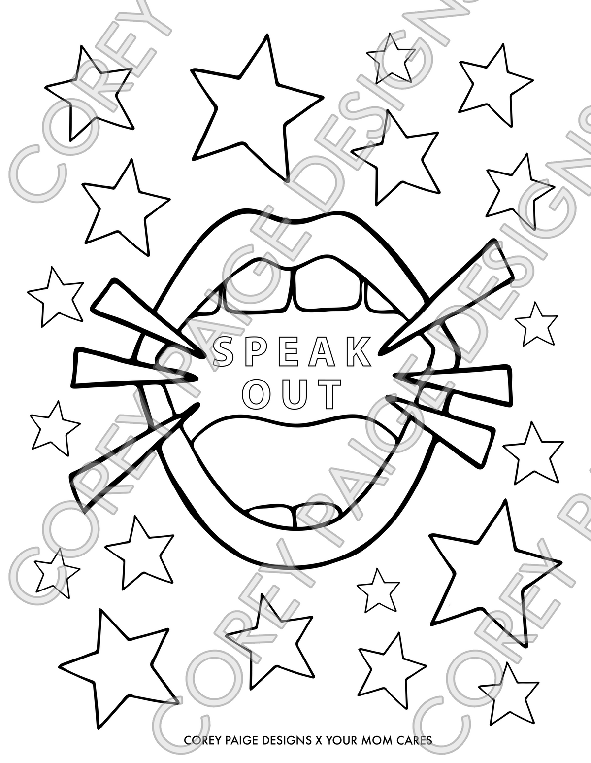 Speaking Coloring Speak Out Mouth Coloring Sheet – CoreyPaigeDesigns