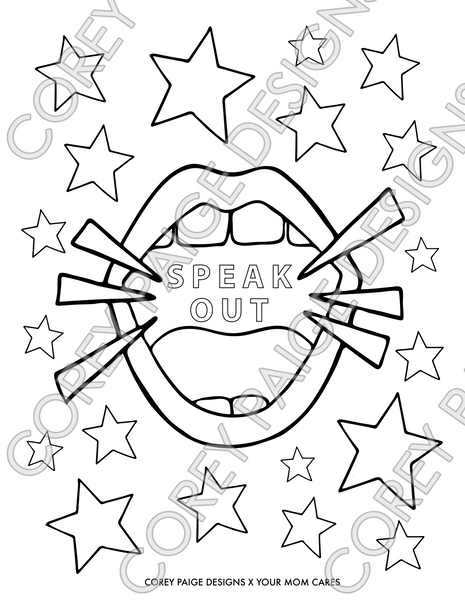 Speak Out Mouth Coloring Sheet – CoreyPaigeDesigns