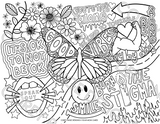 Mental Wellness Collage Coloring Sheet