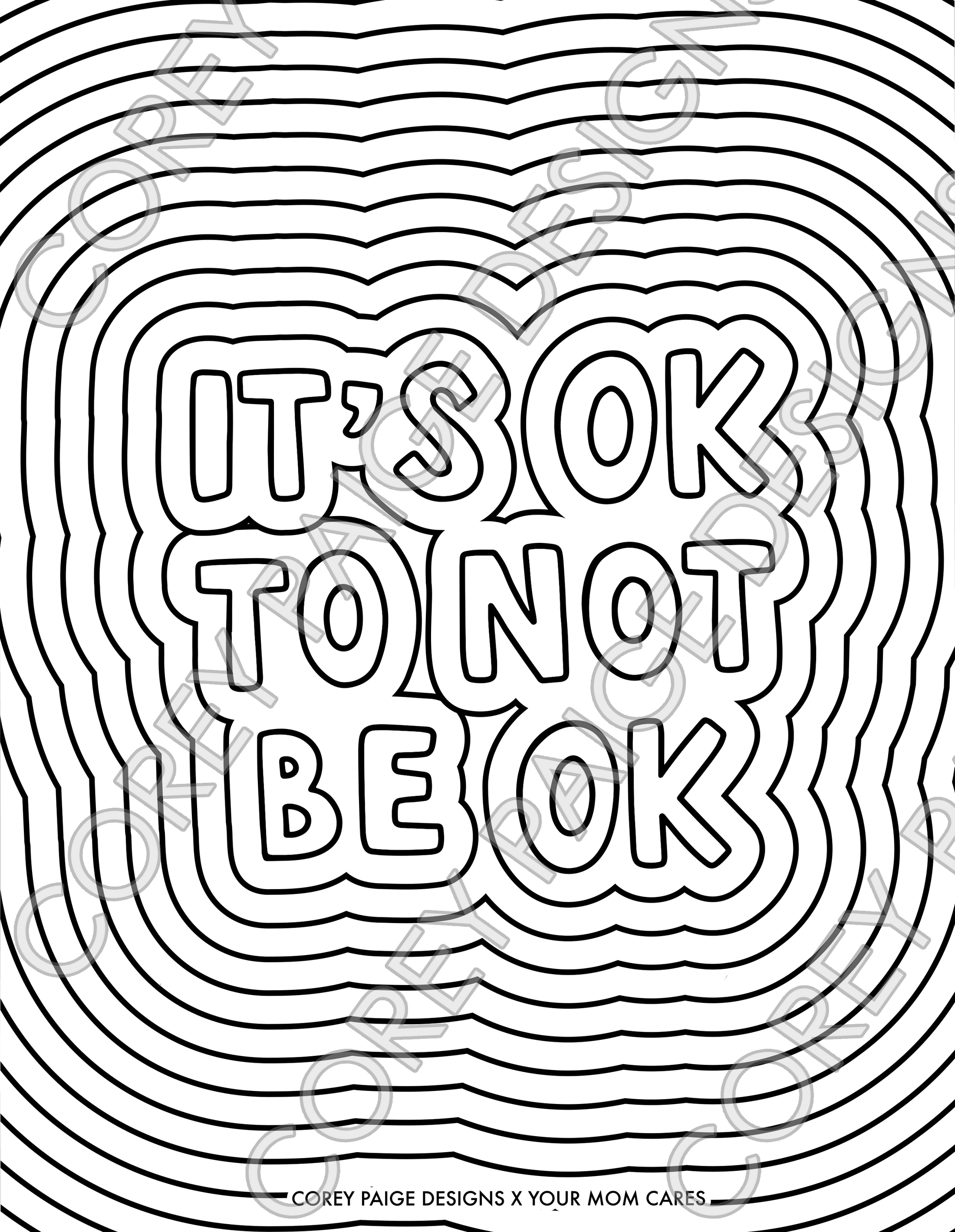 It's Ok To Not Be Ok Coloring Sheet