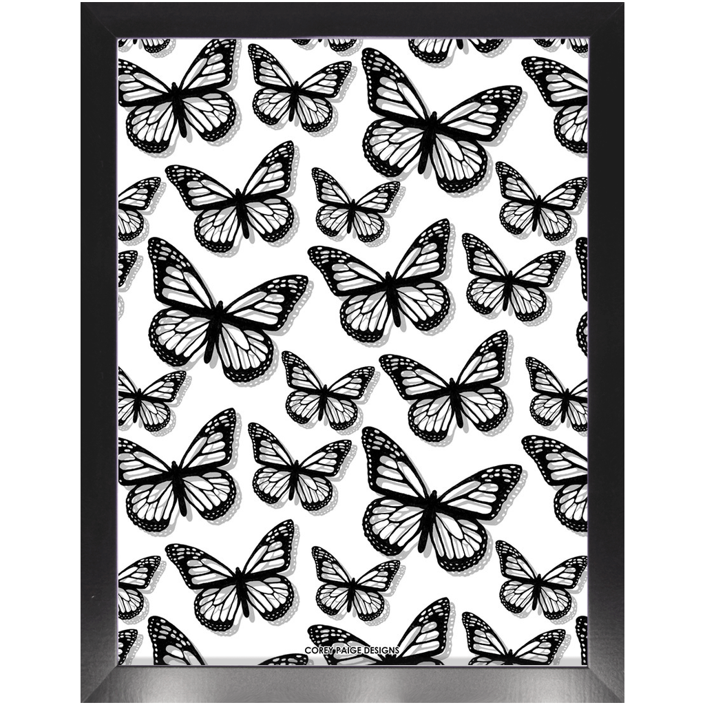 Black Butterflies Framed Print