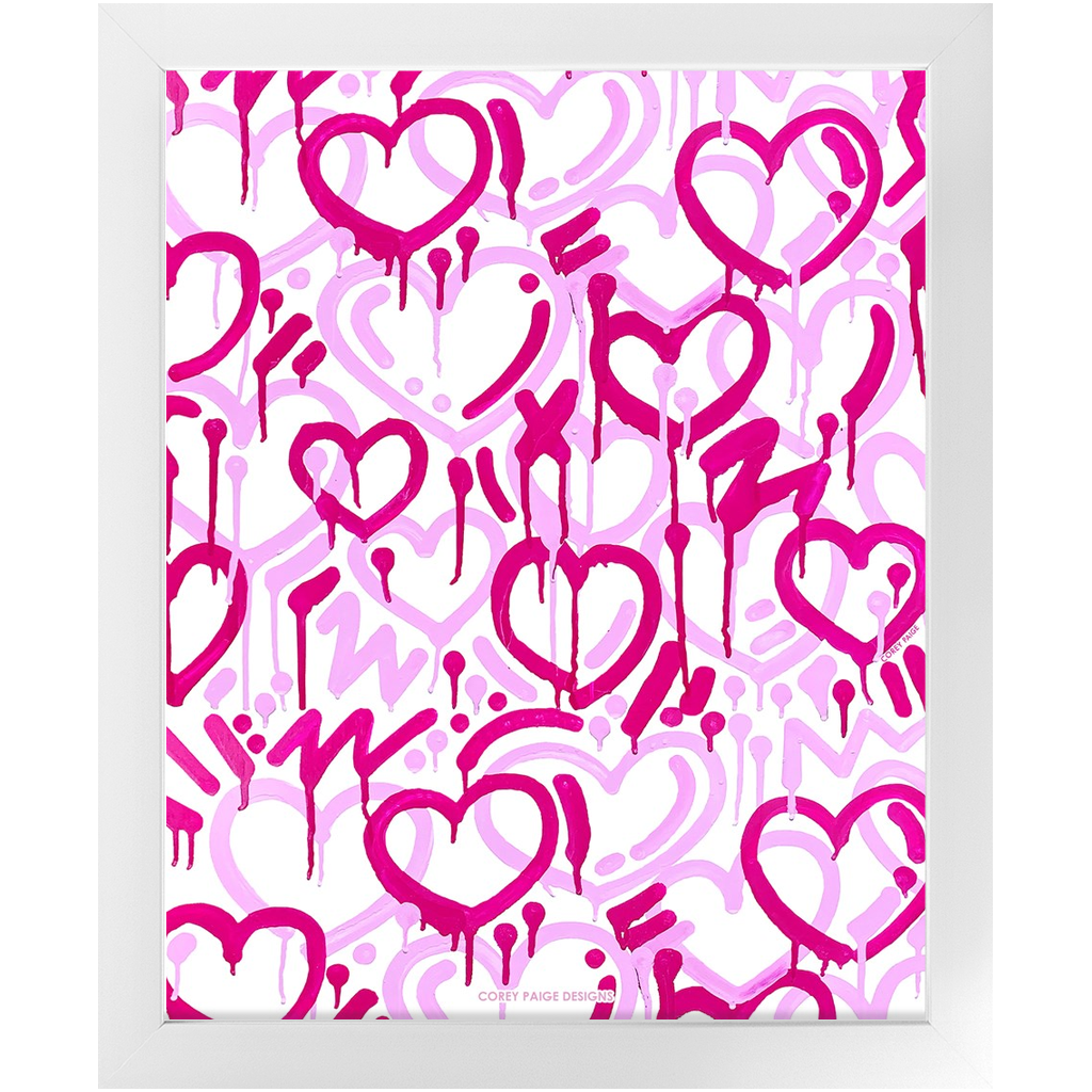 Pink Electric Love Portrait Framed Print