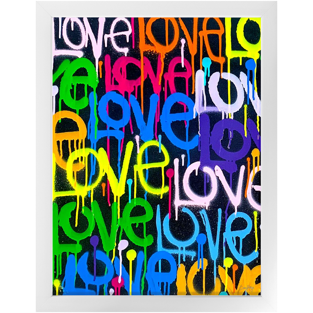 Rainbow & Black Graffiti Love Framed Print