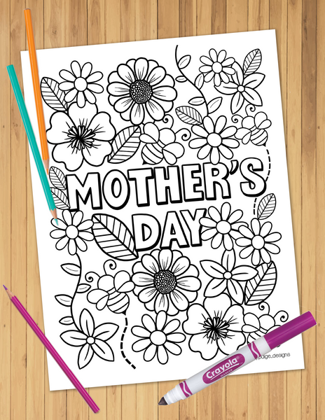 Mother's Day Flowers Coloring Sheet