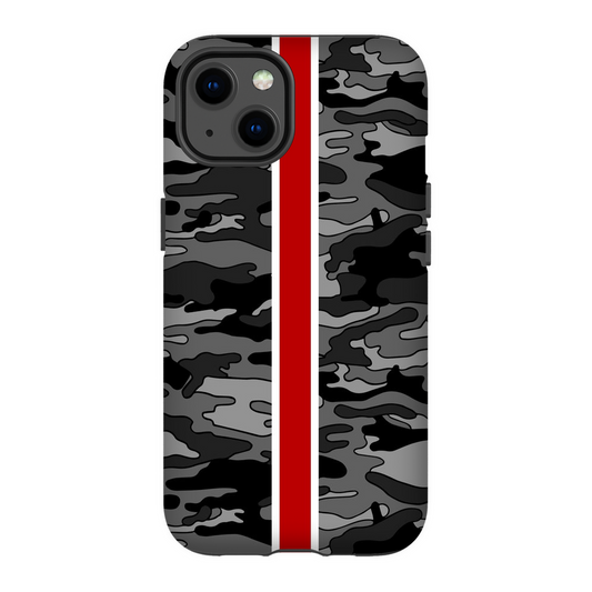 Gray Camo Red Stripe Phone Case