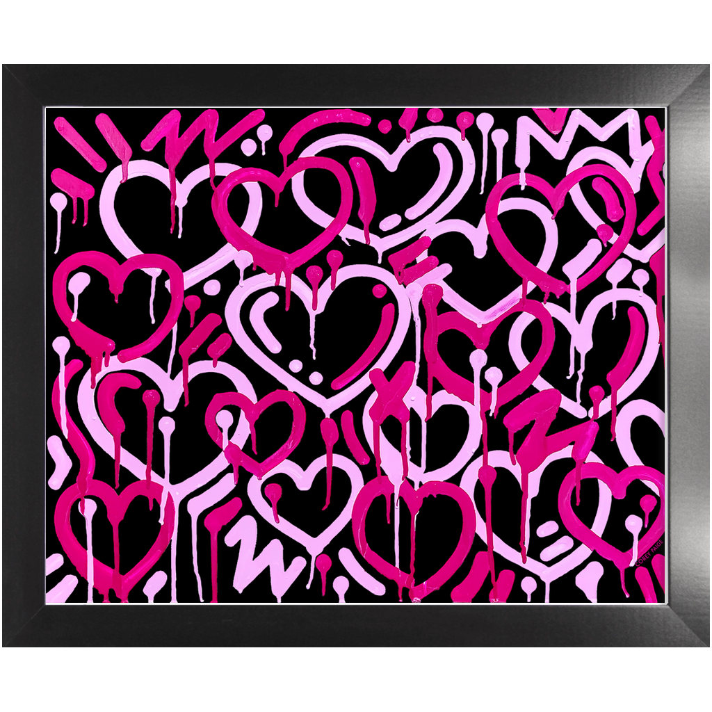 Pink & Black Electric Love Framed Print