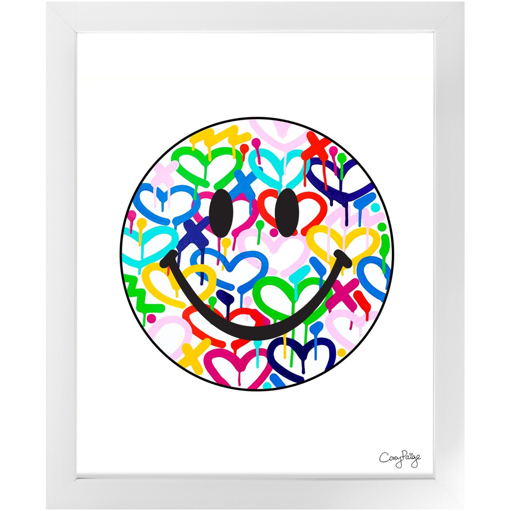 Rainbow Electric Love Happy Face Framed Print