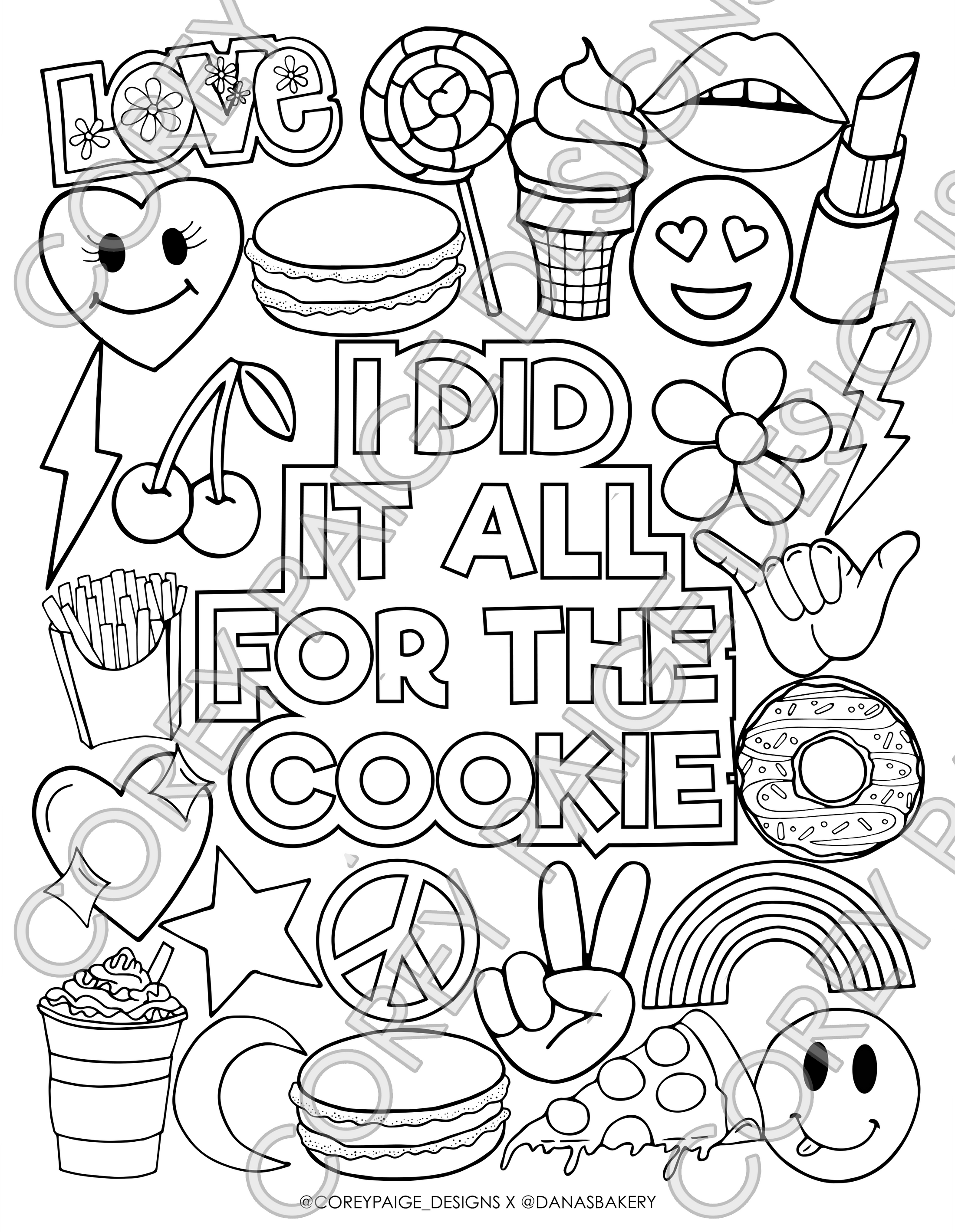 Corey Paige x Dana's Bakery Coloring Sheet Pack