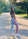 Beachy Camo Double Red Stripe Leggings