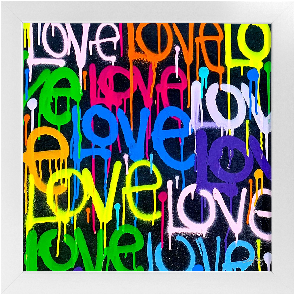 Rainbow & Black Graffiti Love Framed Print
