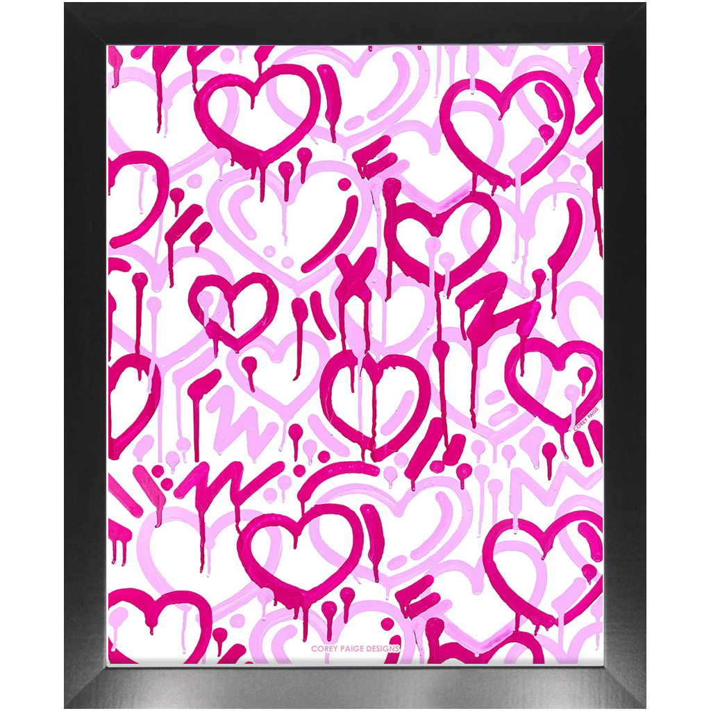 Pink Electric Love Portrait Framed Print