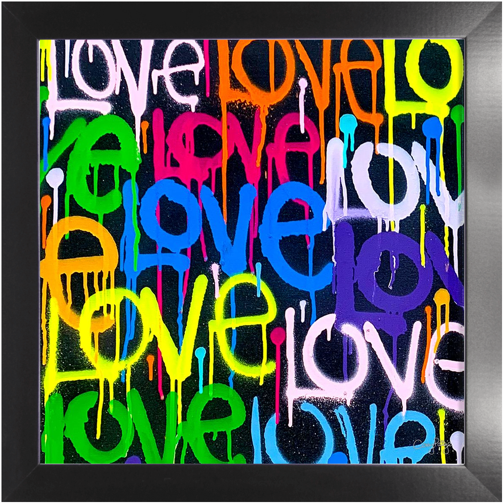 Rainbow & Black Graffiti Love Framed Print