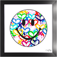 Load image into Gallery viewer, Rainbow Electric Love Happy Face Framed Print
