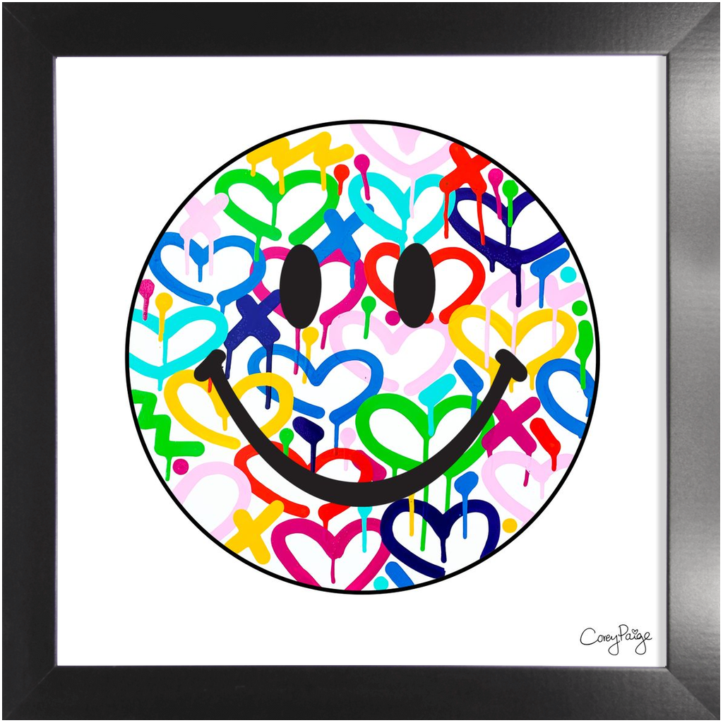 Rainbow Electric Love Happy Face Framed Print